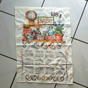 Vintage adorable 1984 Kitchen calendar towel